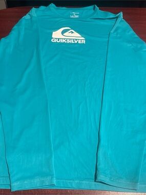 Men’s Quicksilver Solid Streak Long Sleeve Shirt Teal Large 180/96A